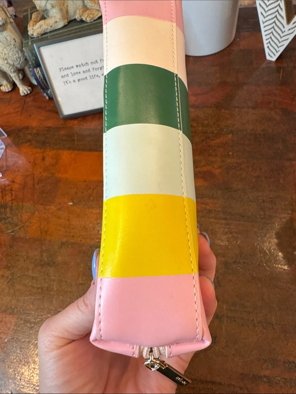 kate spade Two-Tone Green and White Zip Pouch